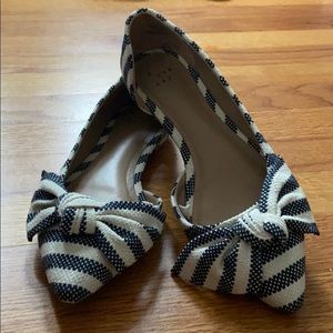 blue and white striped flats
